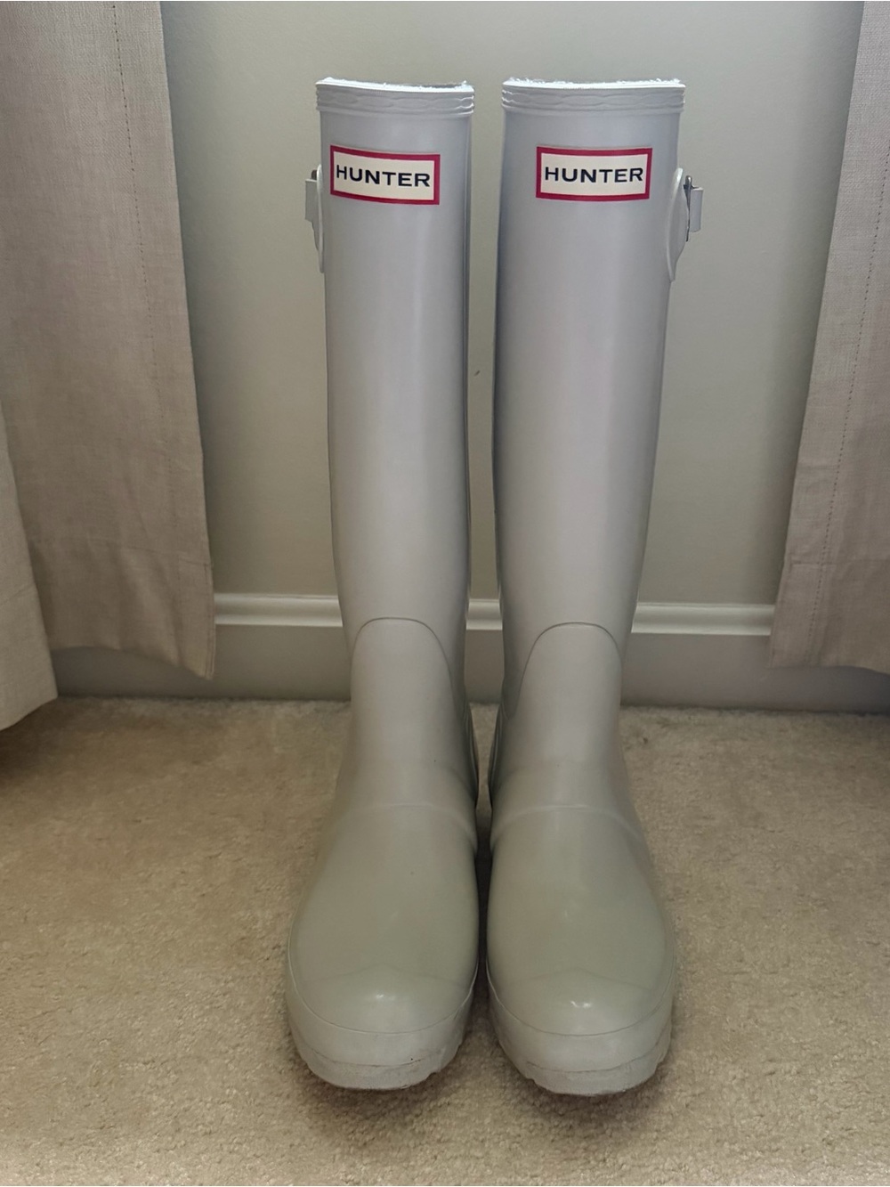 White hunter boots glossy